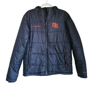 columbia puffer jacket oregon state university omni-heat black mens size M